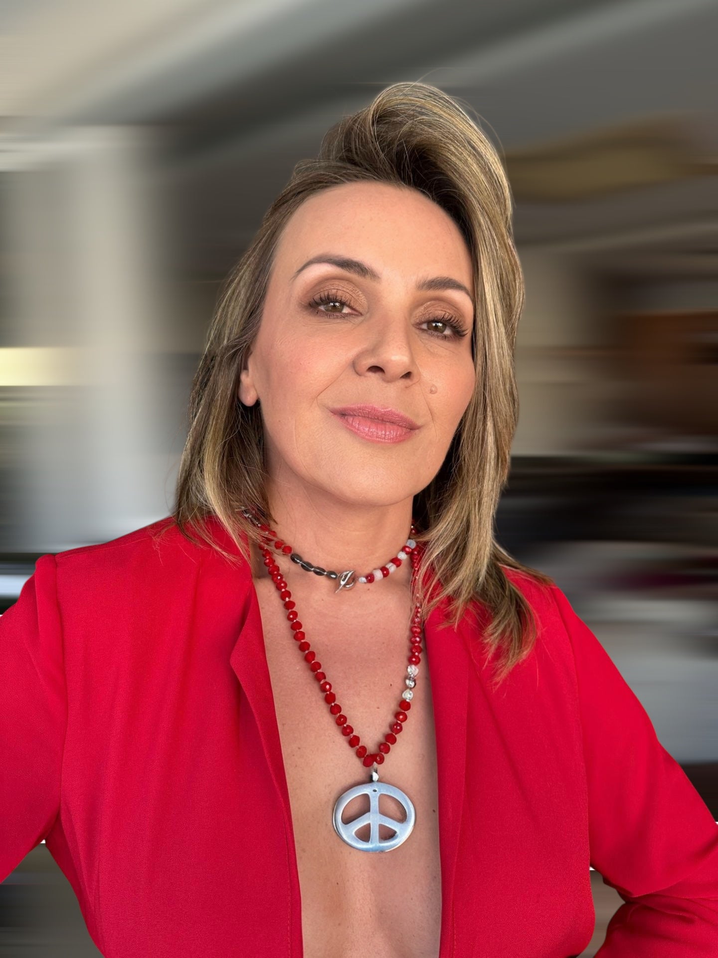 Colar Paz Vermelho Longo