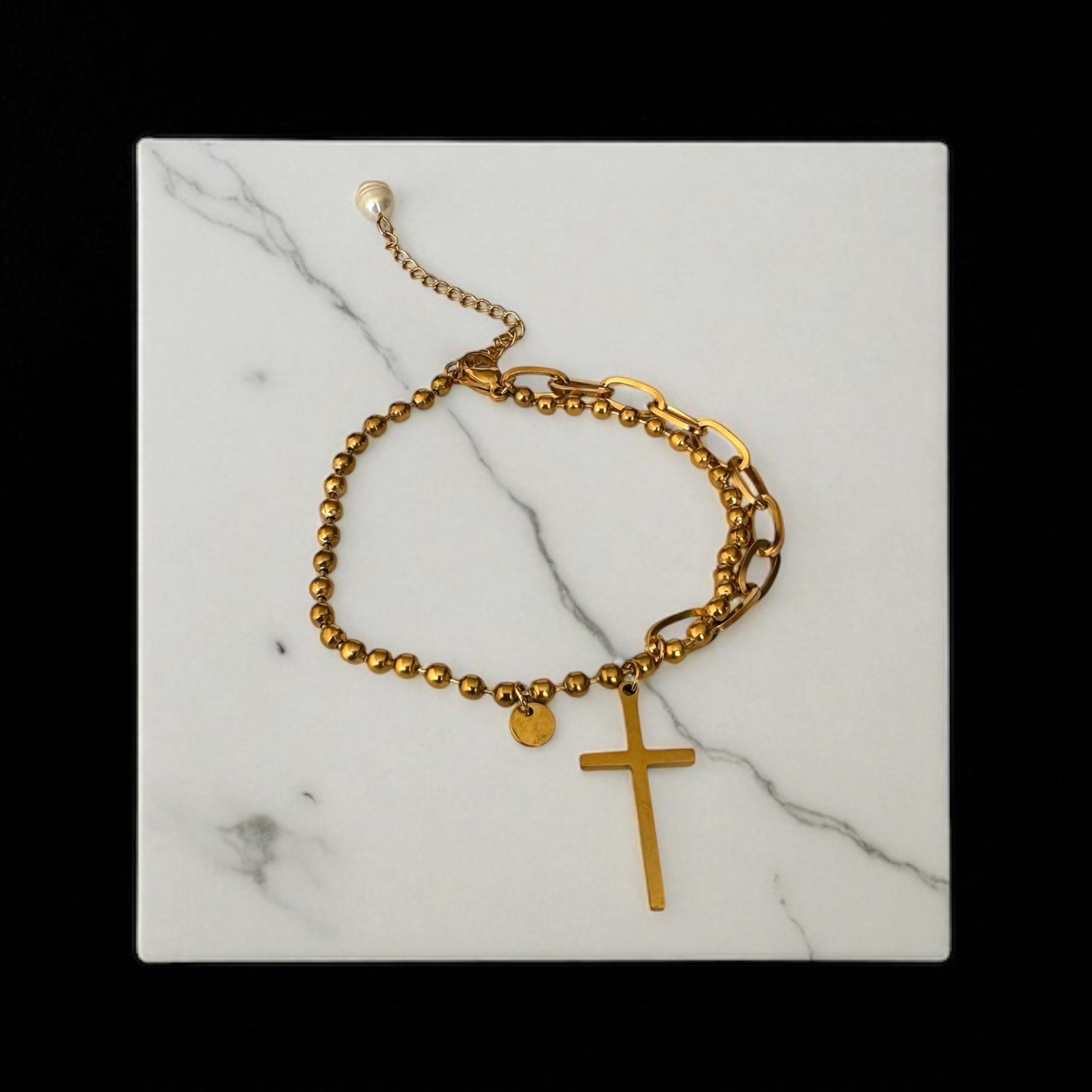 Pulseira Cruz em Aço